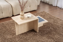 AUCUNE Mesa de centro HARMONY Rectangular Efecto travertino